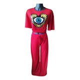 Conjunto De Ojo Turco Blusa Y Pantalon Acampanado