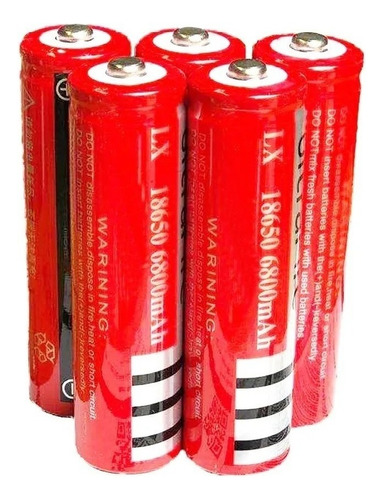 Pack 5 Baterias Recargables 18650 Linterna Led