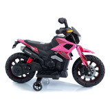 Moto Carro Recargable Electrica Montables Niños Llanta Apoyo Color Rosado