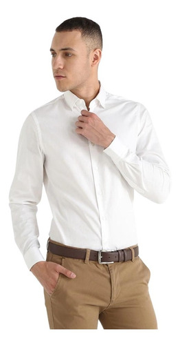 Camisa Manga Larga Básica Slim Fit Kenneth Cole De Cabellero