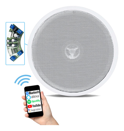 1 Caixa  Som Ambiente Bluetooth  Ativa Embutir Teto Gesso