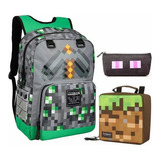 Mochila Escolar Minecraft Peneta Para Niños, 3 Piezas