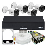 Kit Cftv Monitoramento 4 Cameras Intelbras Vhc 1120b Hd 500g