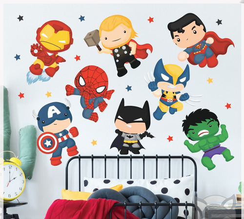 Vinilo Decorativo Superheroes Avengers Heroes  Pc69d 100cm