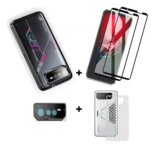 Capa Rog Phone 6d Armour + Kit 4 Películas Premium Completo