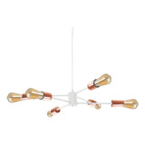 Araña Colgante 6 Luces Deco Vintage Living Lampara Led E27 Color Blanco/cobre