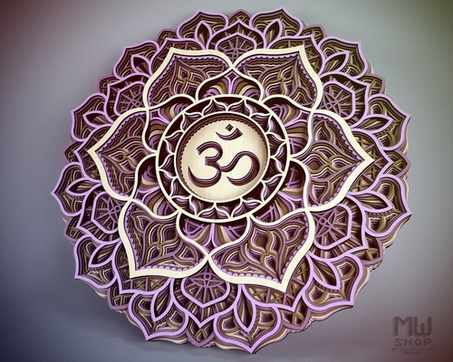 Decorativo Chakra Om Panel Cuadro Mandala Multicapa 40x40cm 