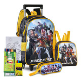 Kit Infantil Free Fire Mochila Estojo Lancheira Térmica Kids