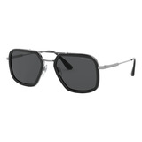 Prada Spr 57xs M4y-5s0 Aviator Square Black Silver