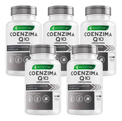 5un Coenzima Q10 C/ Laudo 500mg 600cáp Ecomev