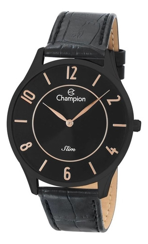 Relógio Champion Masculino Ca21759n Slim Black