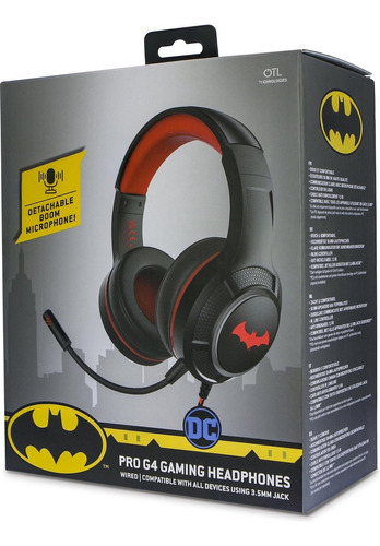 Headset Alámbrico Batman Otl Negro Y Rojo