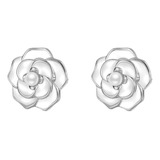 Pendientes De Plata De Ley S925 Con Diseño De Flor De Rosa Y