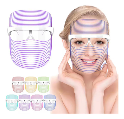 Máscara Facial Led Recargable De 7 Colores Para Fototerapia