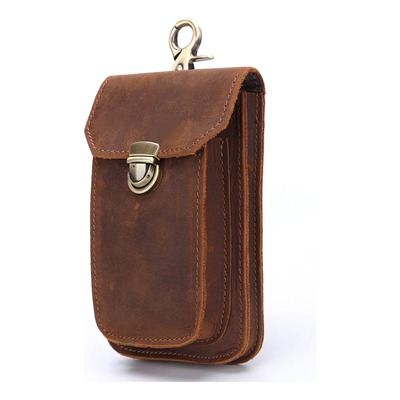 Hombre Marrón Bolso De La Cintura Cuero Genuino Portacelular | Envío gratis
