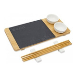 Set Sushi Osaka 9 Pzs Cerámica Bamboo Para 2 Personas Silmar