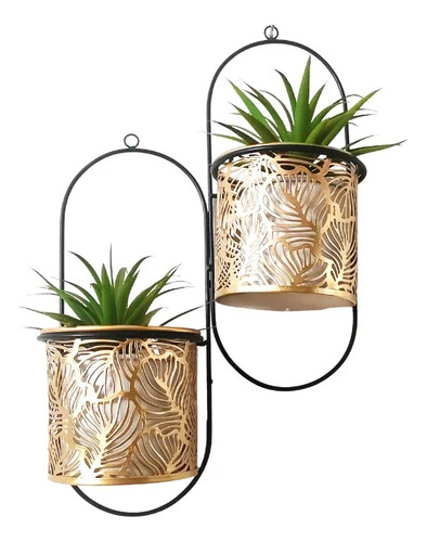 Porta Maceta Doble Colgante Metal Soporte Para Plantas