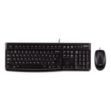 Kit De Teclado Y Mouse Logitech Mk120 Español Latinoamérica De Color Negro