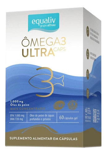 Ômega 3 Ultra 1000mg + Concentrado 60 Caps - Equaliv Sabor Without Flavor