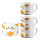 Set De 2 Tazas Mug Tazón De Gatito Tiernos Apilables 