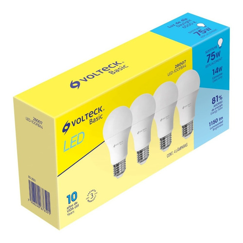 Pack De 4 Lámparas De Led A19 14 W, Luz De Día, Caja 28007 Color De La Luz Luz De Día