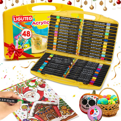48 Colores Marcador Acrílico Plumones Punta Fina Ligutec Rotuladores Para Colorear Madera Piedra Vidrio Plástico Metal Caucho Lienzo Superficies Negro Papeleria Plumones Acrilicos Libros Para Colorear | MercadoLibre