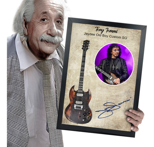 Quadro E Moldura Guitarra Assinatura Tony Iommi 42x30cm