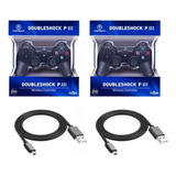 Kit 2 Controles Compatível Com Ps3 Dualshock Brinde Cabo Usb