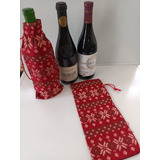 4 Bolsa De Regalo Arpillera Navideñas Funda Botella De Vino