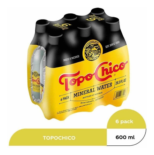 Paquete De 6 Topo Chico Agua Mineral 600 Ml Pet