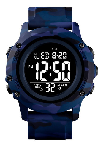 Reloj Hombre Skmei 1506 Digital Alarma Fecha Cronometro Color De La Malla Azul Camuflaje