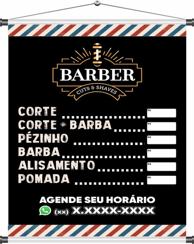 Banner - Barber Shop Barbearia 60x50cm Modnew