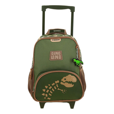 Mochila Chica Chenson Ruedas Kinder Dino Sagaz Verde Dinosaurio