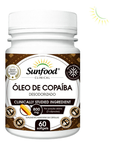 Suplemento Em Capsula Sunfood Oleo De Copaiba 60uni 800mg