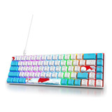 Teclado Mecánico Owpkeenthy Gamer, Compacto, Blanco/azul