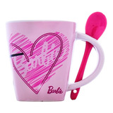 Taza Para Cafe C/cuchara Barbie Ceramica 440ml