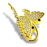 Pinza Broche Para Cabello Metal Zirconias Mariposa Dorado