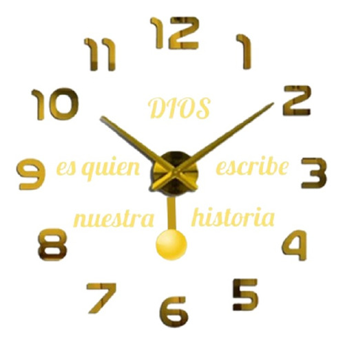 Reloj De Pared 3d 100 X 100 Cm Con Péndulo + Frase En Vinilo