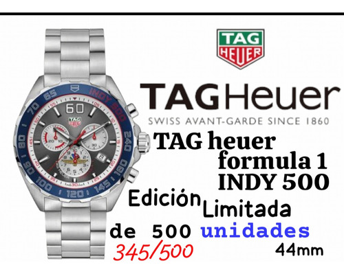 Reloj Tag Heuer Formula 1 Indy 500 Todo Acero 44mm