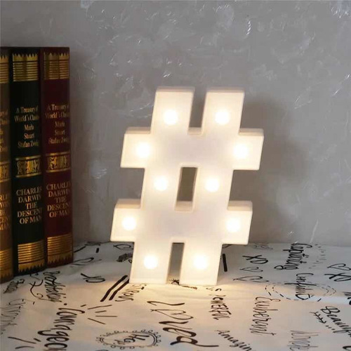 Cartel Luminoso # Numeral Hashtag Led X1 Calida 