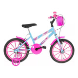 Ultra Bikes Ultra Kids T R16 10  V-brakes Bicicleta De Caminhada Infantil Azul/rosa Com Rodinhas