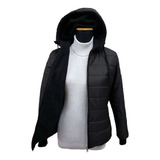 Campera Inflable De Mujer Forrada En Polar Con Capucha