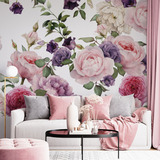 Vinilo Decorativo Pared Mural Empapelado Florales Rosas 1a3