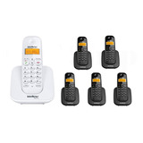 Kit Telefone S Fio Ts 3110 Branco + 5 Ramal Preto Intelbras