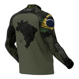 Camisa Manga Longa Dryfit Proteção Uv50 Bandeira Do Brasil A