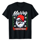 Christmas  Cool Santa Smoking A Cigar Camiseta  Negro