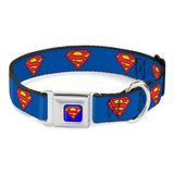 Buckle-down 9 - 15 Superman Shield Azul Perro Collar, Multi