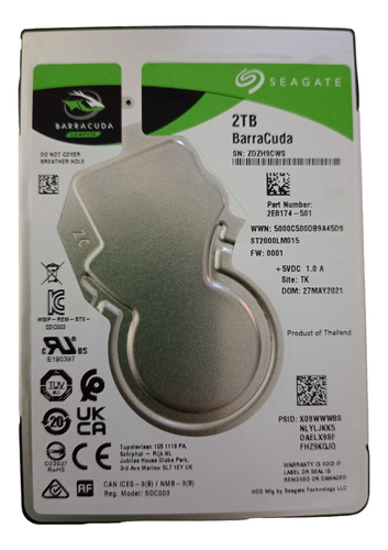 Disco Rigido 2tb Seagate Barracuda 2.5 Notebook St2000lm015