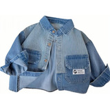 Casaco Infantil Jaqueta Casual Jeans Para Primavera Outono