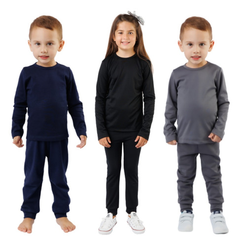 Kit 3 Conjuntos Térmico Blusa E Calça Infantil 1 A 8 Unissex